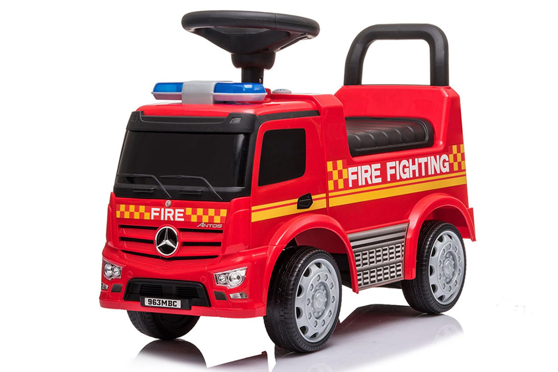 THREE STONE Mercedes-Benz Fire Truck Pedestal Ride-on Toy Trolley Kids Ride On Toy Anti-Tip Stopper
