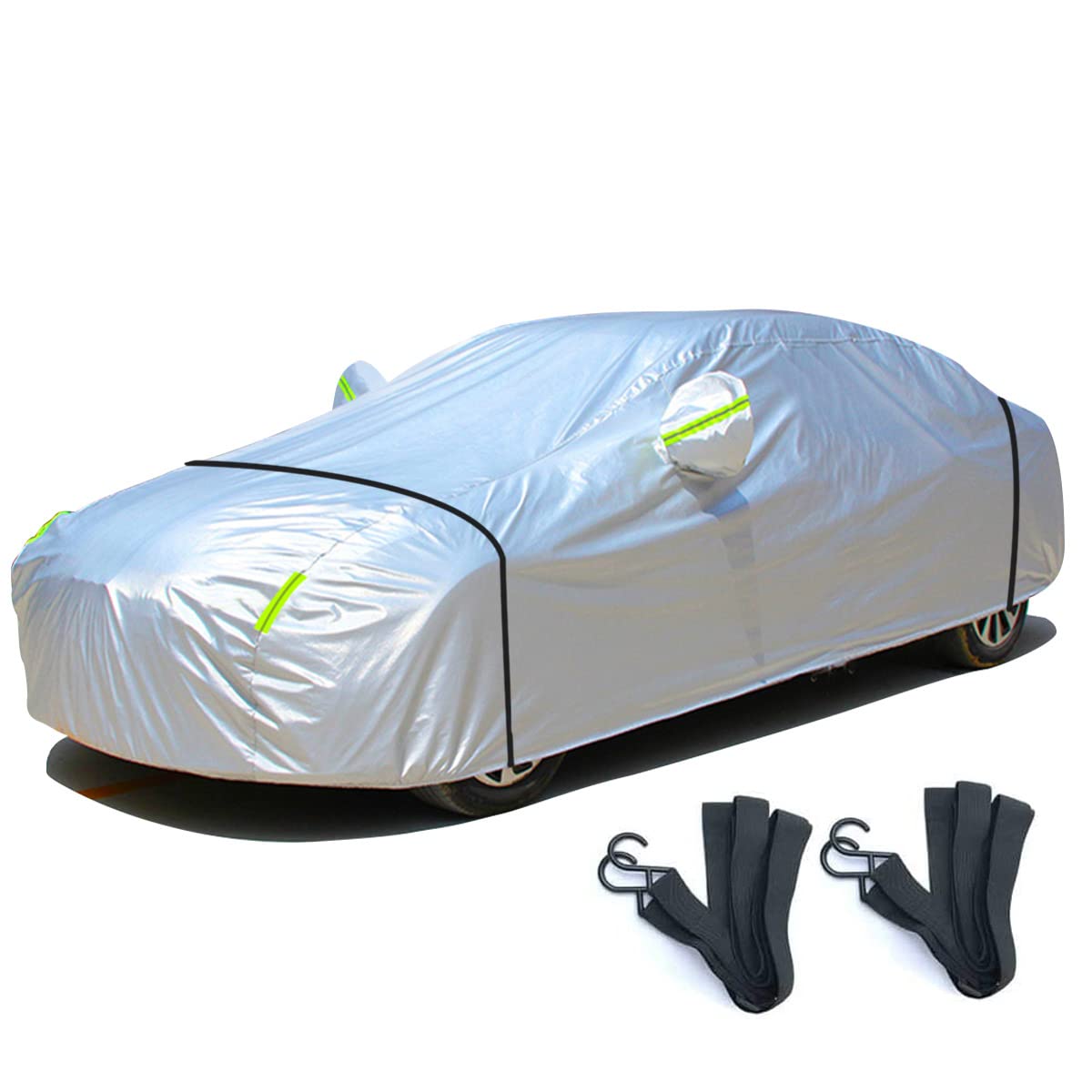 Linfen Car Cover, Enhanced Waterproofing, Body Cover, Car Tarp, Waterproof, Dustproof, Radiation & UV Protection, Sand & Typhoon Protection, Incl. Elastic Windproof Ropes, Compact, for Minivan, Sedan Automotive 3 XL: 490 x 190 x 150 cm