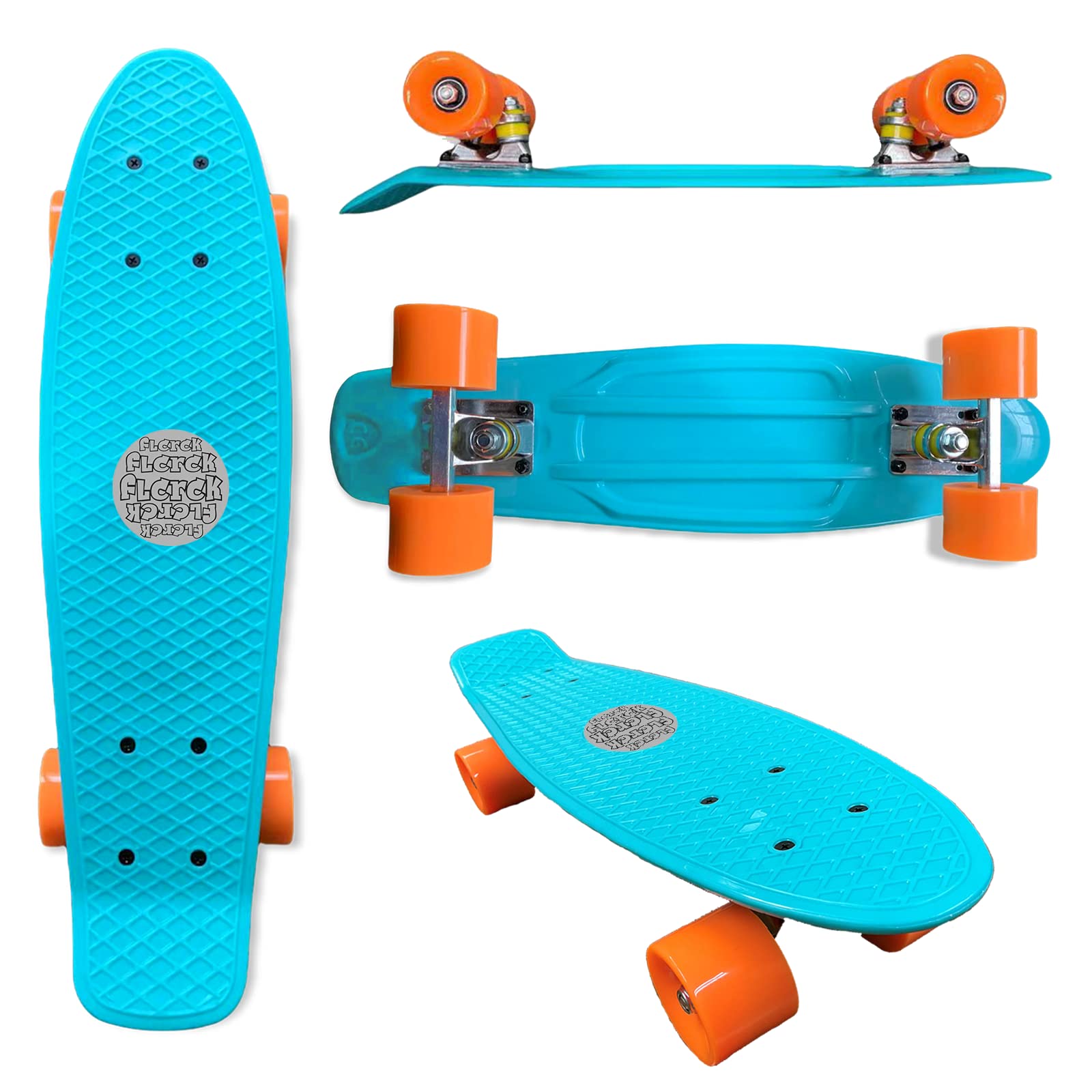 Flcrck Skateboards 22" Mini Skateboards for Kids Adults Beginners with Complete ABEC-9 Bearings turquoise x orange
