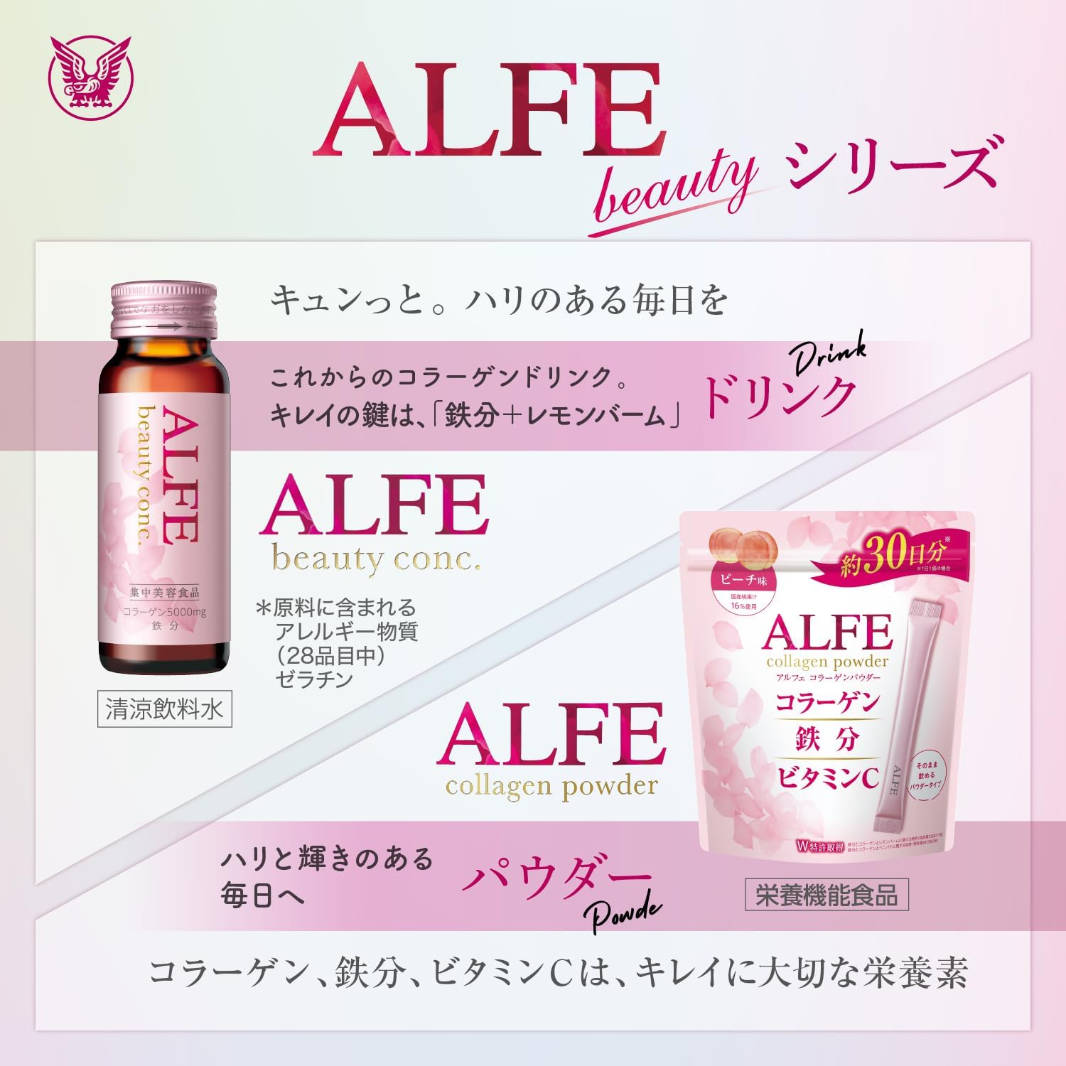 [Пищевая добавка для питания] Taisho Pharmaceutical Alfe Beauty Conc, 50 мл × 10 г, Коллаген, эластин, гиалуроновая кислота, Мелисса сафлоровая, витамин В6, ниацин, железо, Ароматизатор персика и муската, без кофеина., фото 7