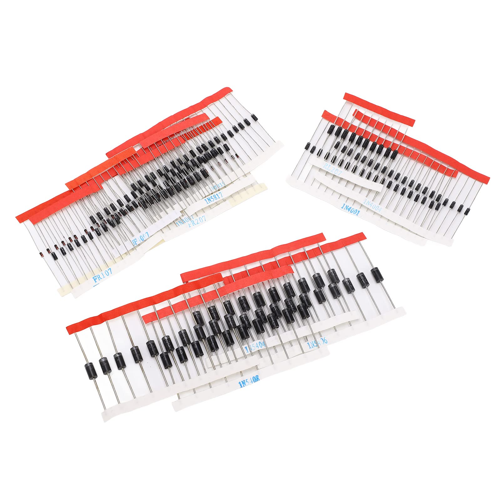 200pcs、整流器ダイオードの各種キット、半導体低ノイズ高安定性、家庭用オフィス産業用具