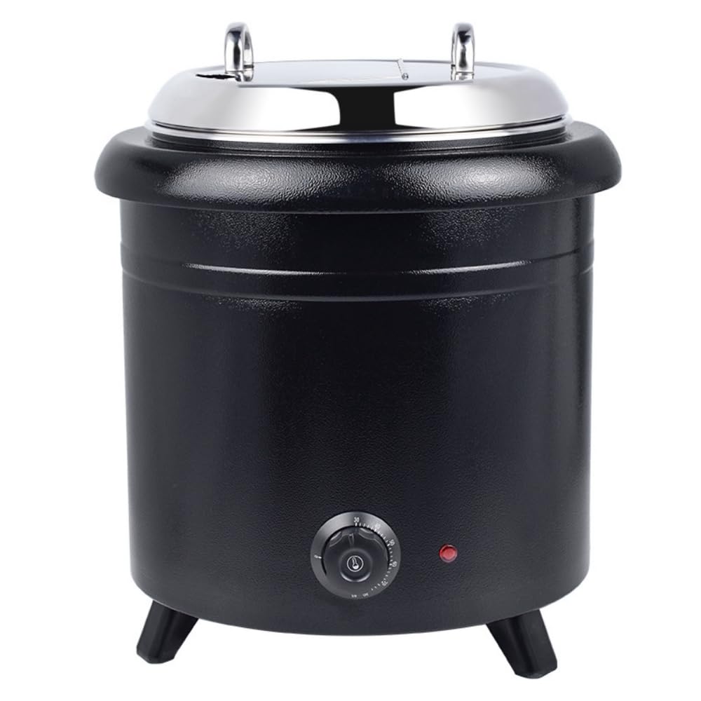 KCNN Food Soup Pot Warmer, Commercial Electric Soup Warmer with Temperature Control, for Restaurants and Large Families, Silver/Black 10L/13L (Black, 13L) Black 13L
