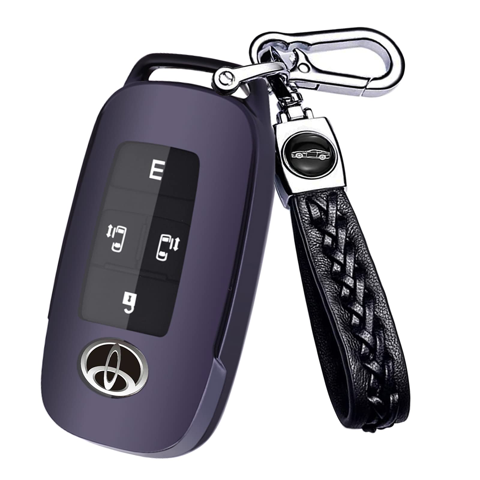 Smart Key Case for Toyota Raize RAIZE Daihatsu Rocky ROCKY New Model Taft TAFT, 1 piece (x 1) Leather Strap, Purple Black