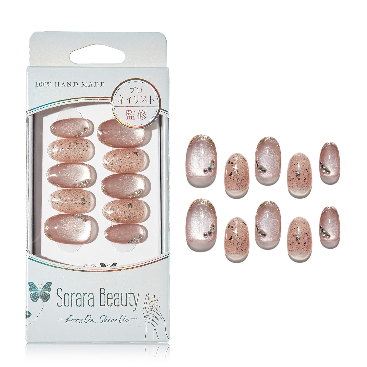 SoraraBeauty Nail Tips 100% Handmade Just Stick Nail Gel Nail Seal Self Nail Sticker Home Nail Design Self Nail SS Series (SS4, M) SS4 M