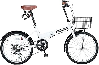 ACE BUDDY 折りたたみ自転車 20インチ 軽量 シマノ６段変速 カゴ・ライト・カギ付き コンパクト自転車 通学 通学 街乗り 男女兼用 ミニベロ 小径車 初心者向け 前後泥除け付き AIT206-5