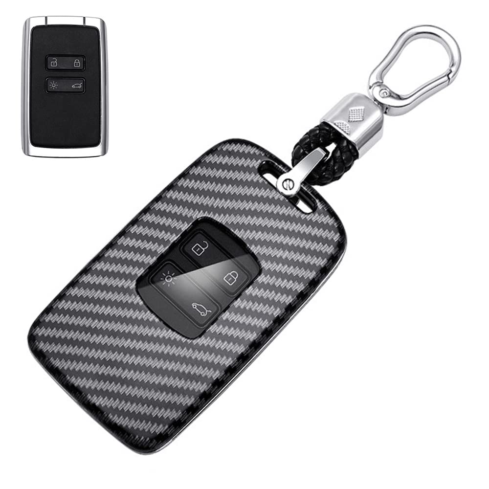 Key Case for Renault, Smart Key Case, Key Cover, ABS Plastic, Key Holder Designed for Renault 4J, Renault Clio, Espace 5, Master Bus, Talisman, etc carbon black