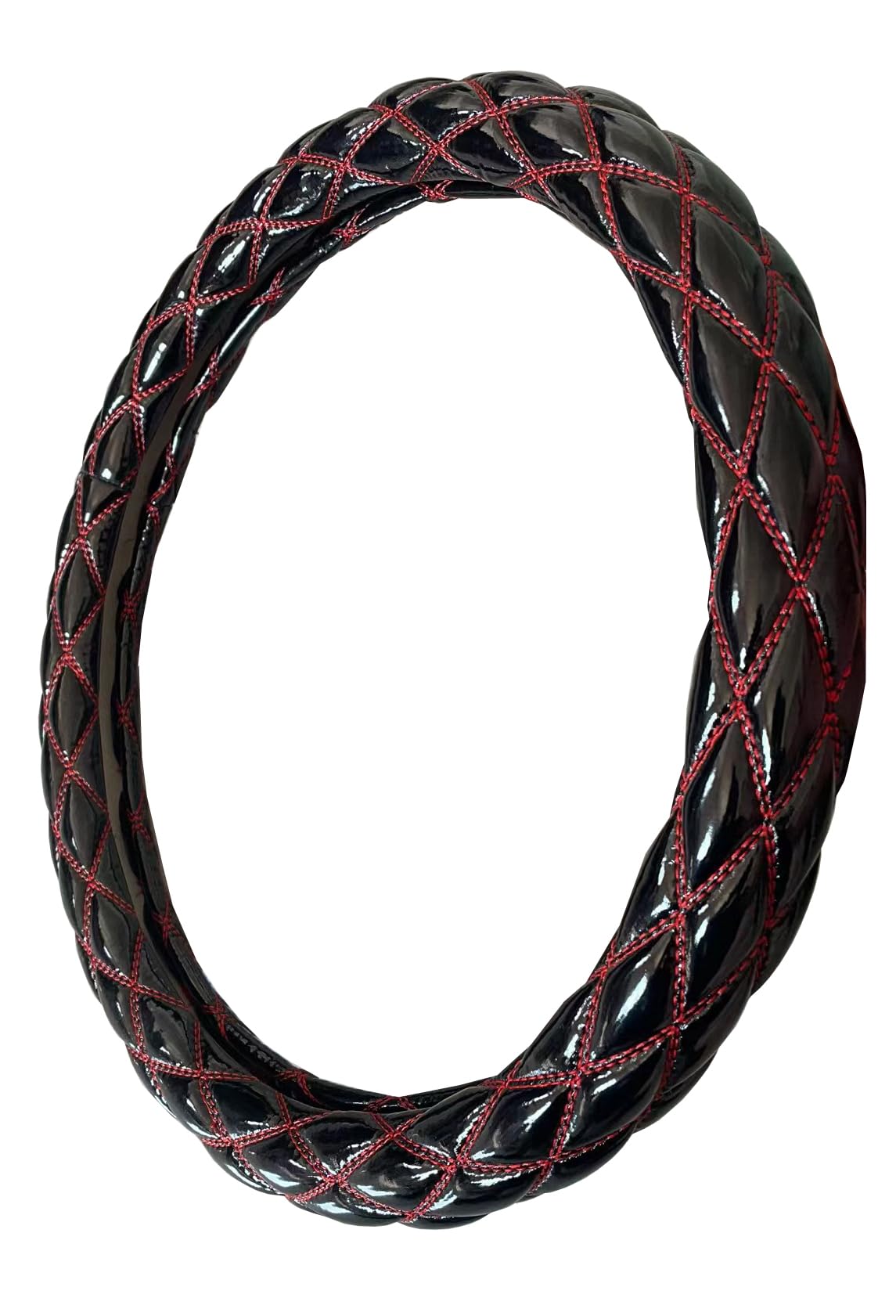 Steering Wheel Cover Truck 45cm Large Thickness 4.6mm Stretchable Dump Bus Steering Cover Enamel Leather Universal Anti-Slip Quilted Steering Cover Truck Accessories Handle Protection Cover Custom multicolor (black / red) 45CM