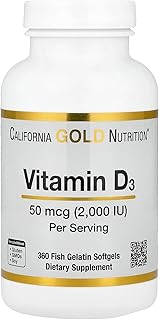 California Gold Nutrition, ビタミンD3、50mcg（2,000IU）、魚ゼラチンソフトジェル360粒