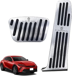 SUVVNE(スヴニ) クラウン35系 アルミペダル 工具不要 CROWN 35系 CROSSOVER TZSH35 AZSH35(2022年9月～現行) 専用設計 ブレーキ アクセル カバー 防キズ 防汚れ 滑り止め 内装パーツ 日本語の説明書付き 2点セット(シルバー)