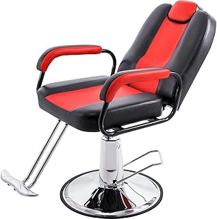 Reclining Barber Chair With Heavy-Duty Pump For Beauty Salon Tatoo Spa Equipment Black/Red(B)