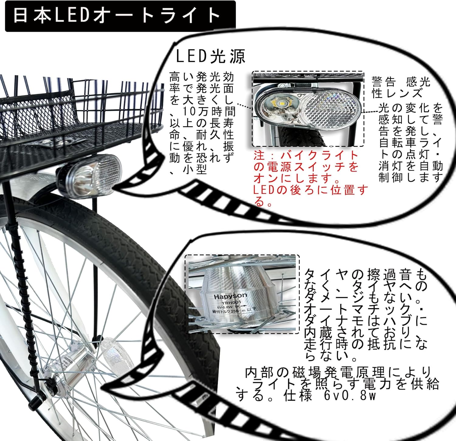 Складной велосипед City Cycle Mamachari, 26 дюймов, 6 скоростей, Светодиодный велосипедный фонарь, Складной велосипед, Ромбовидная рама, Высокая грузоподъемность, Легкий в управлении, Черный, фото 2