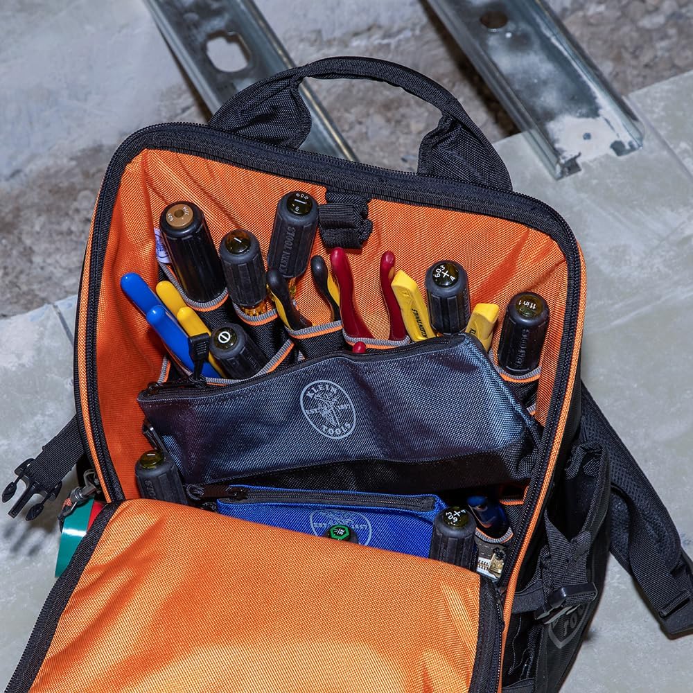 Сумка-стойка Klein Tools 55569 на молнии, Сумка для инструментов с карабином, Усиленная ластовица, Дно, Водонепроницаемая, 1680d, Разных размеров, 5 упаковок, фото 5