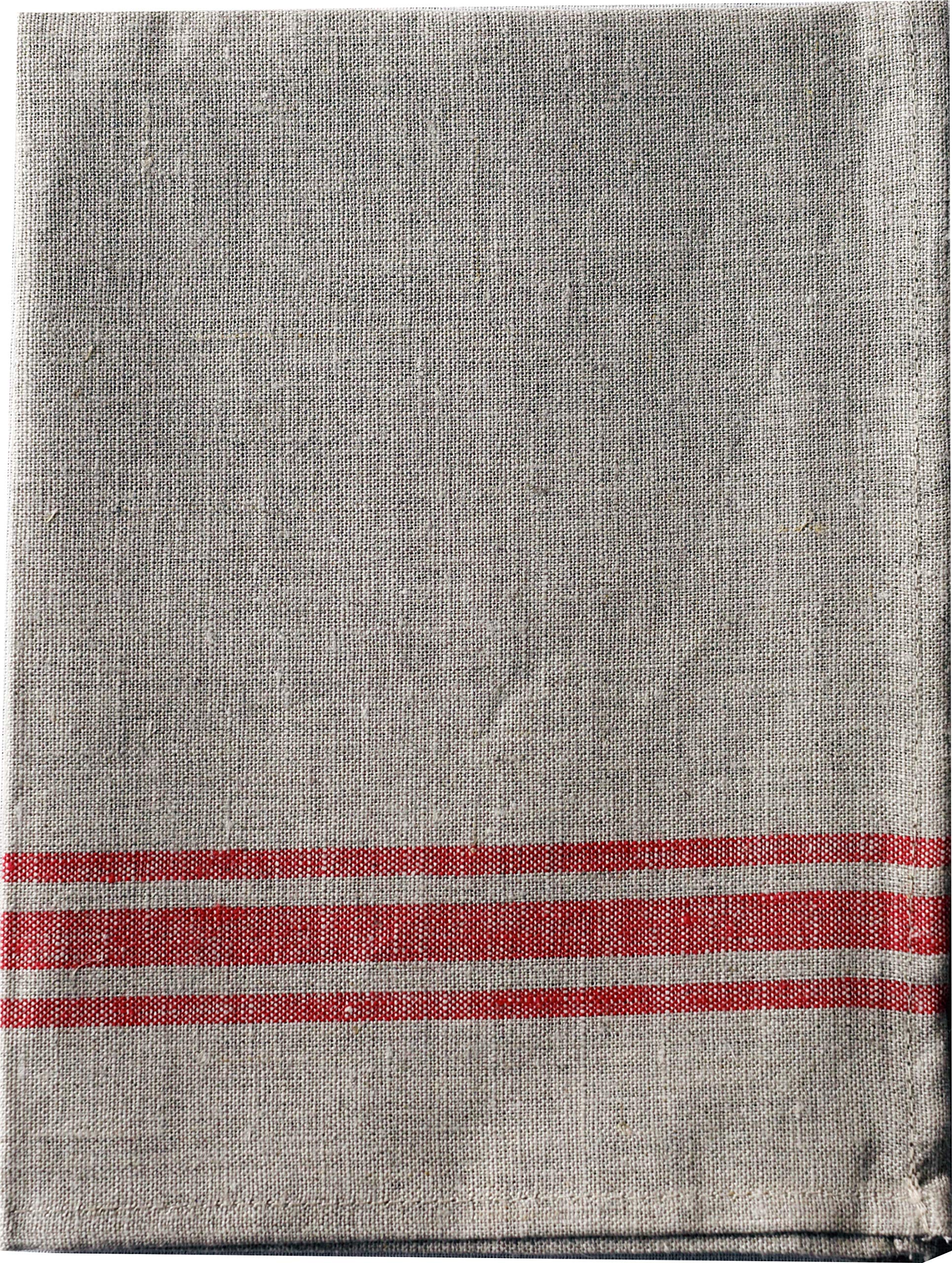 CALIENTE Lithuanian Linen Cloth, 100% Linen, Size M (13.8 x 18.5 inches (35 x 47 cm)), Campagne (Red Lines) Kitchen Cloth, Towel, Placemat Camper (red-line) 47cm x 35cm (1 枚)