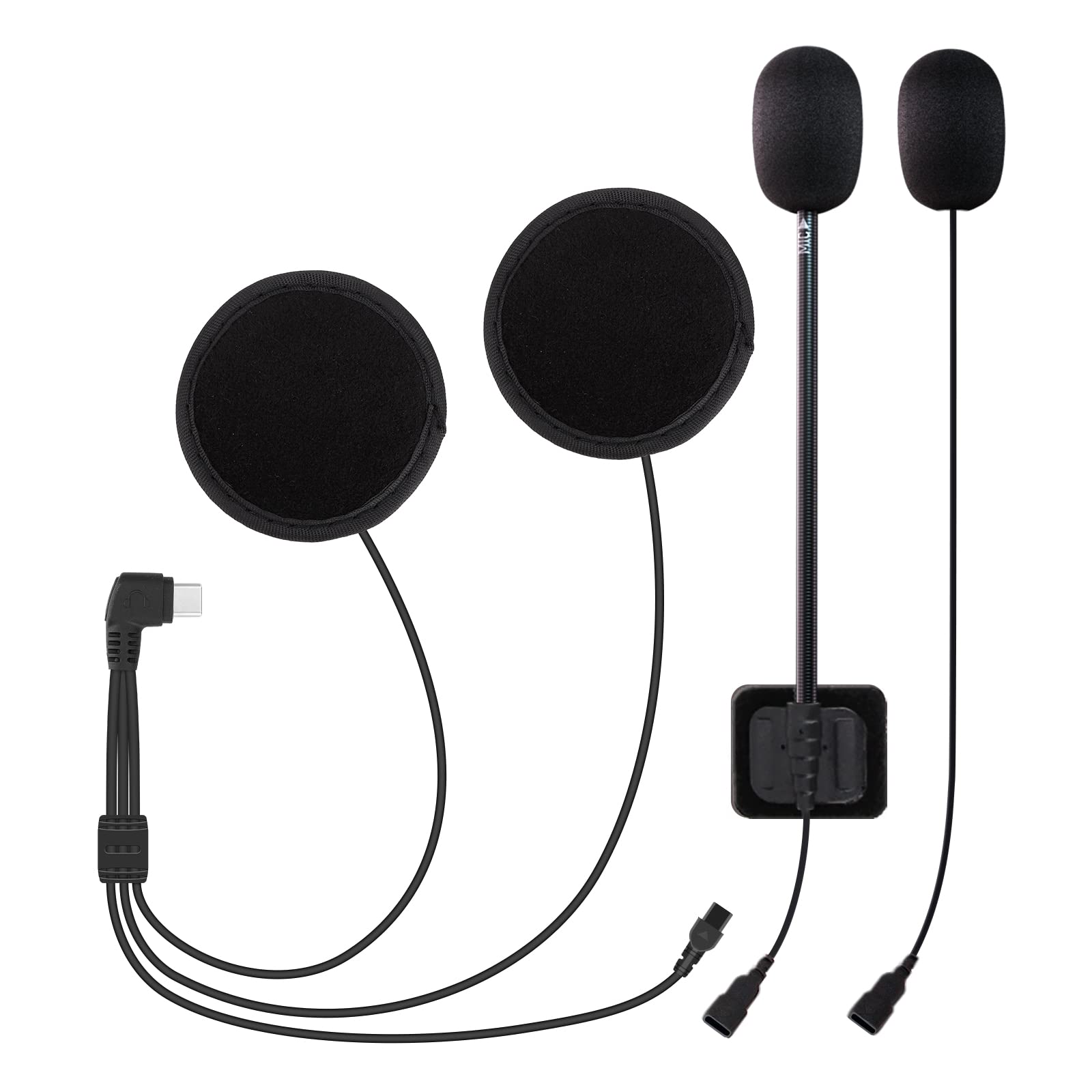 Intercom Headset, Bike Intercom Earphone Set, 2 Types of Microphones and Speakers, Type C Set, Speaker Mic 1 Set Spare Intercom Accessories