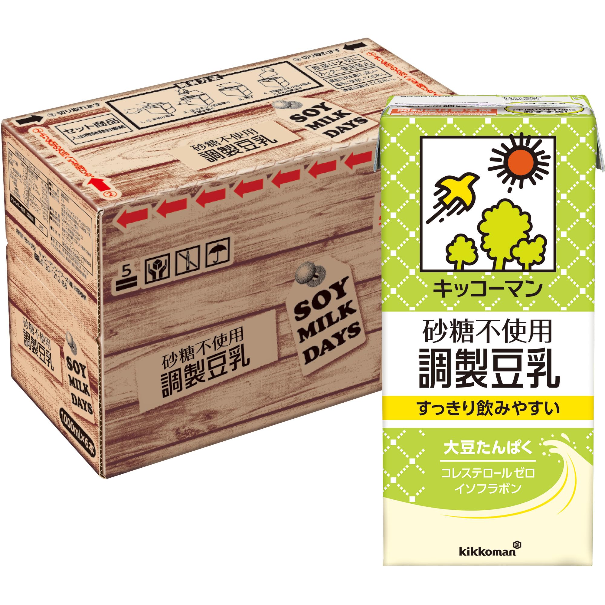 【Amazon.co.jp Exclusive】Kikkoman Sugar-Free Prepared Soy Milk SOYMILK DAYS 33.8 fl oz (1000 ml) x 6 Bottles Sugar-free formula soy milk 1000 mL, 6 pieces