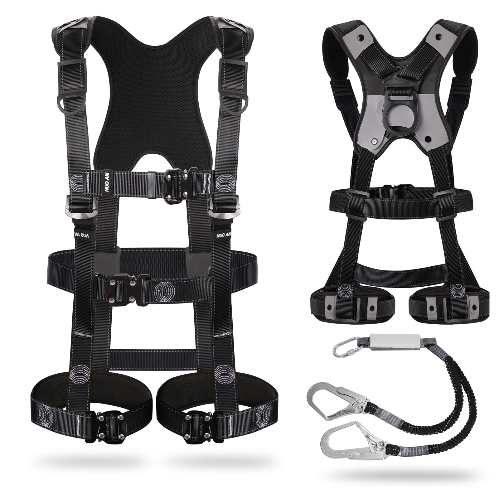 Taiko Electric Full Harness, New Standards, Safety Belt, Night Work, Full Body Reflective Type, 2 Harnesses, Fall Prevention Equipment & Telescopic Double Lanyard, One-touch Buckle, Shoulder Pad Included, Full Body Protection, Fall Prevention, Safety Belt