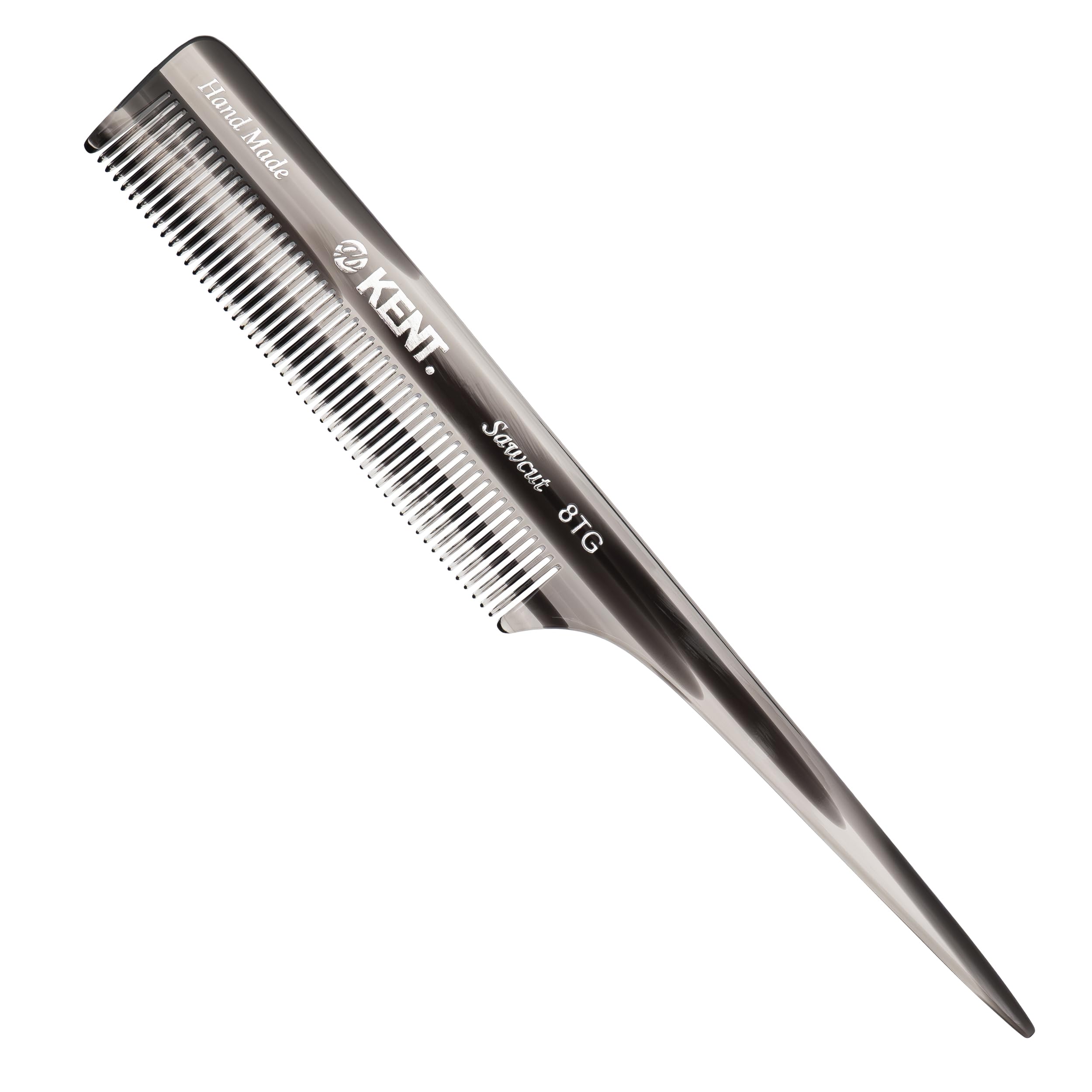GB KENT Premium Handmade Hair Comb, 7.5 inches (190 mm), Tail Comb, Comb, Naturally Derived, Static Suppression, Smooth, Fine Teeth, Styling, 8TG (Gray Color)