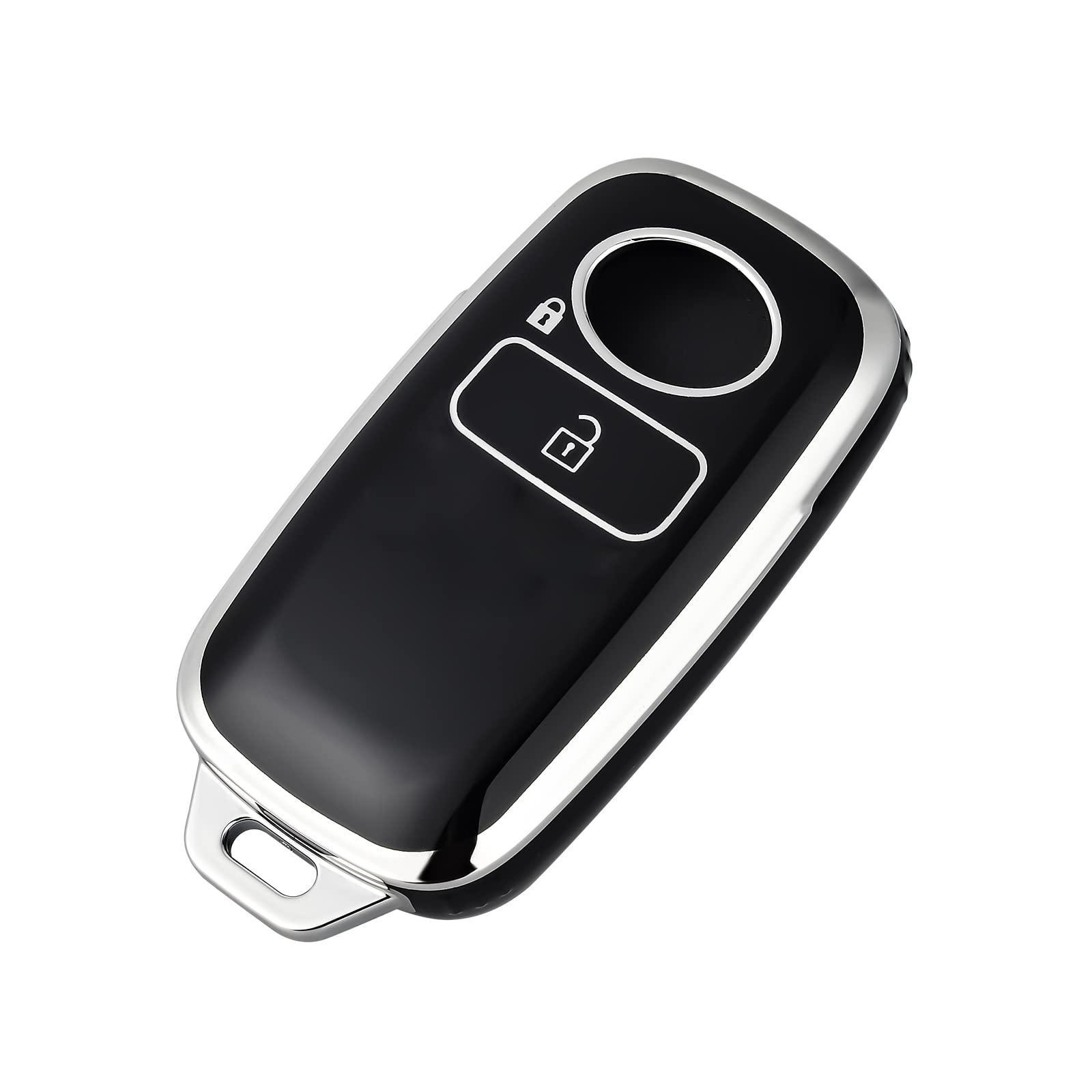 OFFCURVE Toyota and Daihatsu Car Key Cover for RAIZE/ROCKY/TOYOTA・DAIHATSU, Premium TPU Smart Key Case, Key Cover, Stylish, Dirt, Slip, and Scratch Resistant, 2 Button Silver black