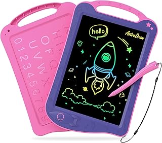HOMESTEC AstroDraw お絵かきボード 高輝度 カラフルスクリーン 繰り返し書いて消せるボード 子供 おもちゃ 教育 学習 落書き 知育玩具 女の子 男の子 4歳 5歳 6歳 誕生日 プレゼント パープル/ピンク