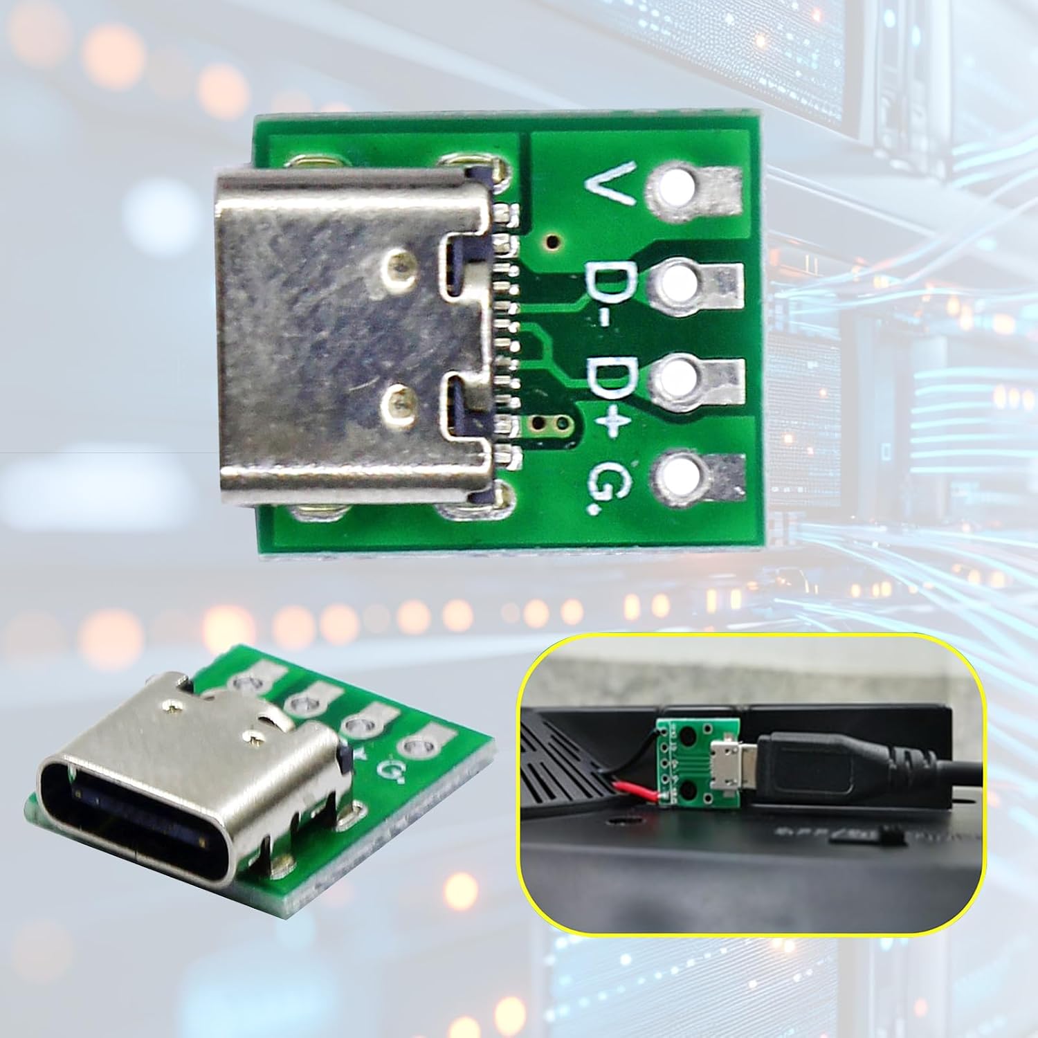 5шт USB 3.1 Type C Женский тестовый разъем для печатной платы для передачи данных по кабелю с платой USB PCB Converter, фото 6