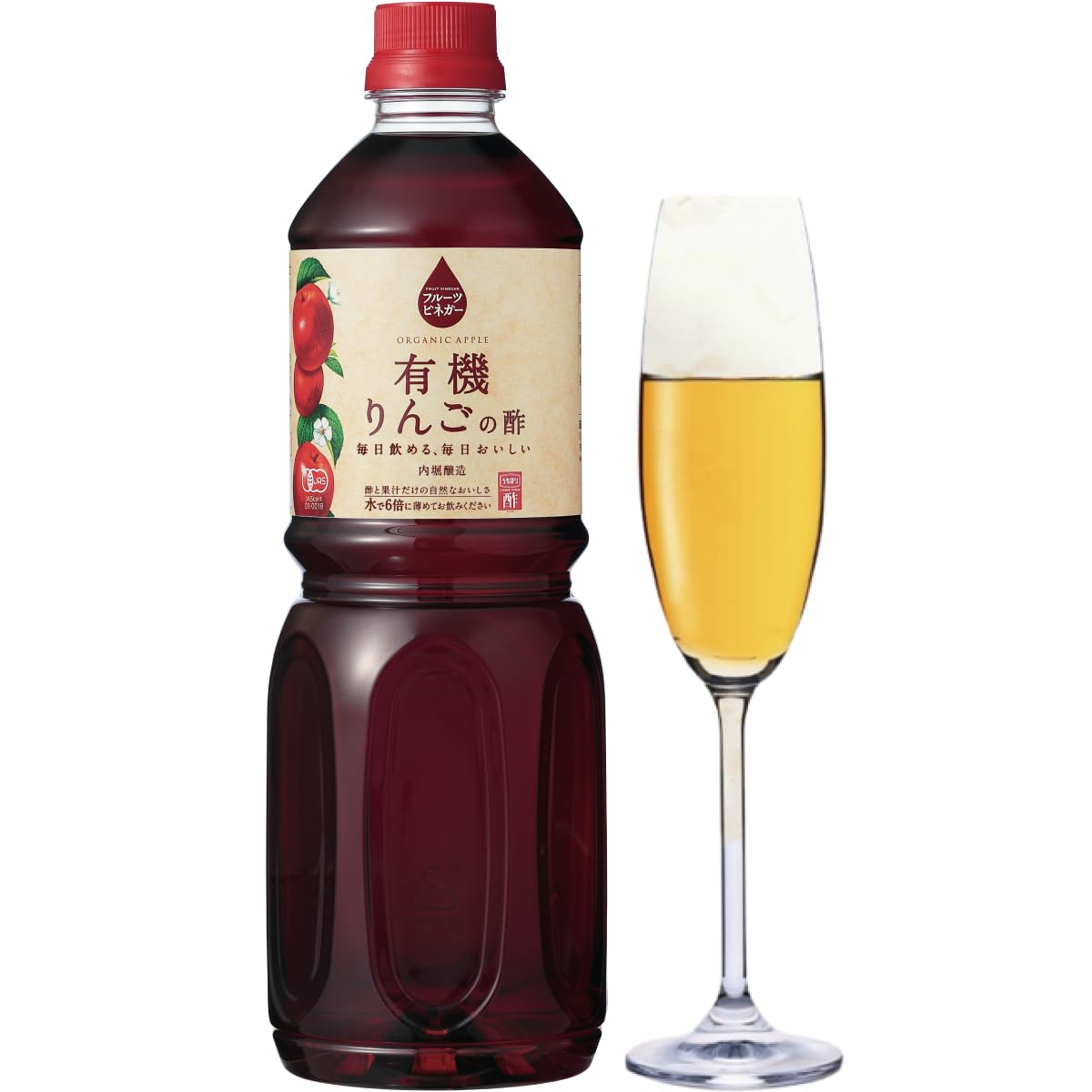 Uchibori Jozo Fruit Vinegar 1L Organic Apple Vinegar Apple Cider Vinegar 100% Organic Apple Juice Drinking Vinegar Fruit Vinegar Unsweetened Diluting Use Organic Apples 1 l (x 1)