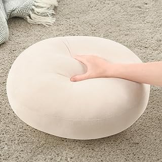 JEMAジェマ 抱き枕 クッション マシュマロ ラウンド もちもちクッション ふわふわ 極軟 雲のような 円型 丸い ソファーくっしょん 座布団 かわいい もっちり なめらか スエード調生地 丸型 アイボリー 直径約42cm
