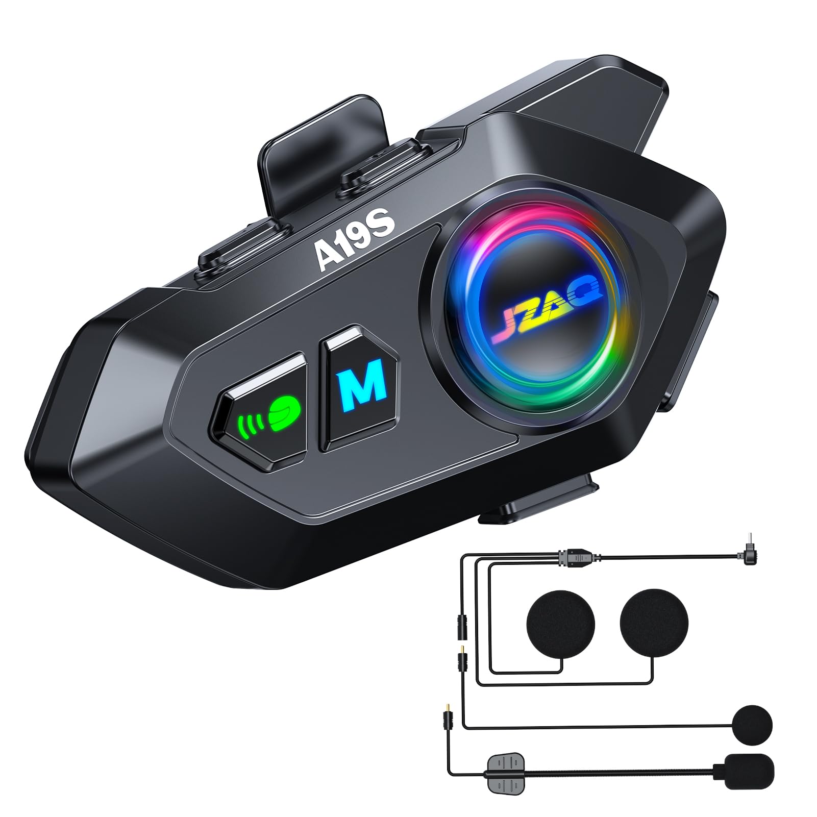 Motorcycle Helmet Bluetooth Headset Motorcycle Helmet Speaker Auto Answer Music Control Earbuds 120 Hours Play Time System 1000mAh Battery IP7 Waterproof (A19S)