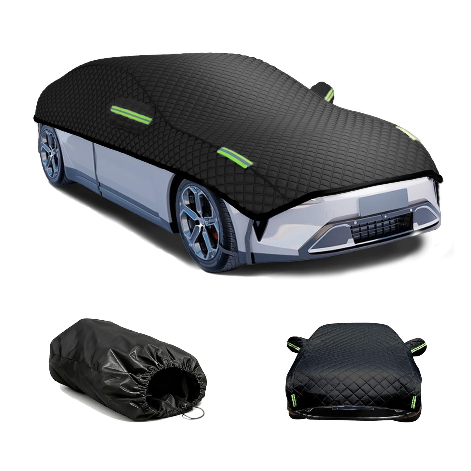 Wl608 Hail Prevention, Car Cover, Compatible with Fiat 500C, October 2019, Half Body Cover, 5 Layers, Thick Hail-Resistant, All Weather Protection, Dustproof, Sunscreen, Suitable for All Seasons