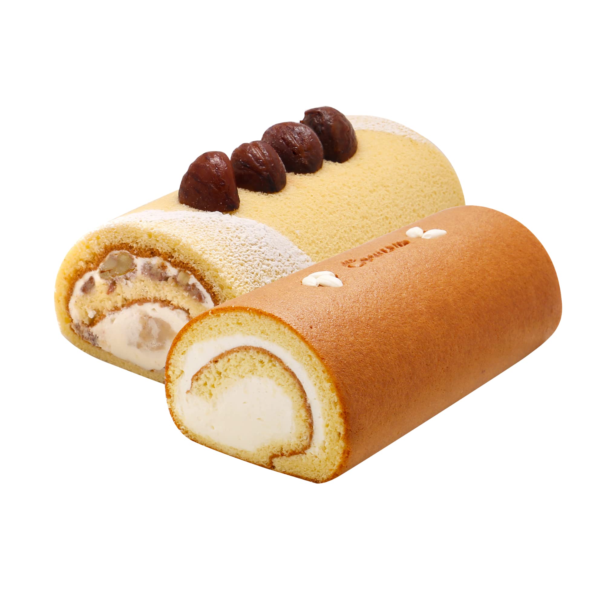 Komel Rice Roll Cake, 2 Pieces (Plain, Japanese Chestnut), Rice Flour, Gluten Free, Roll Cake, Gift, Sweets, Flour-free, Retirement, Transfer, Graduation, Kindergarten, Ochugen