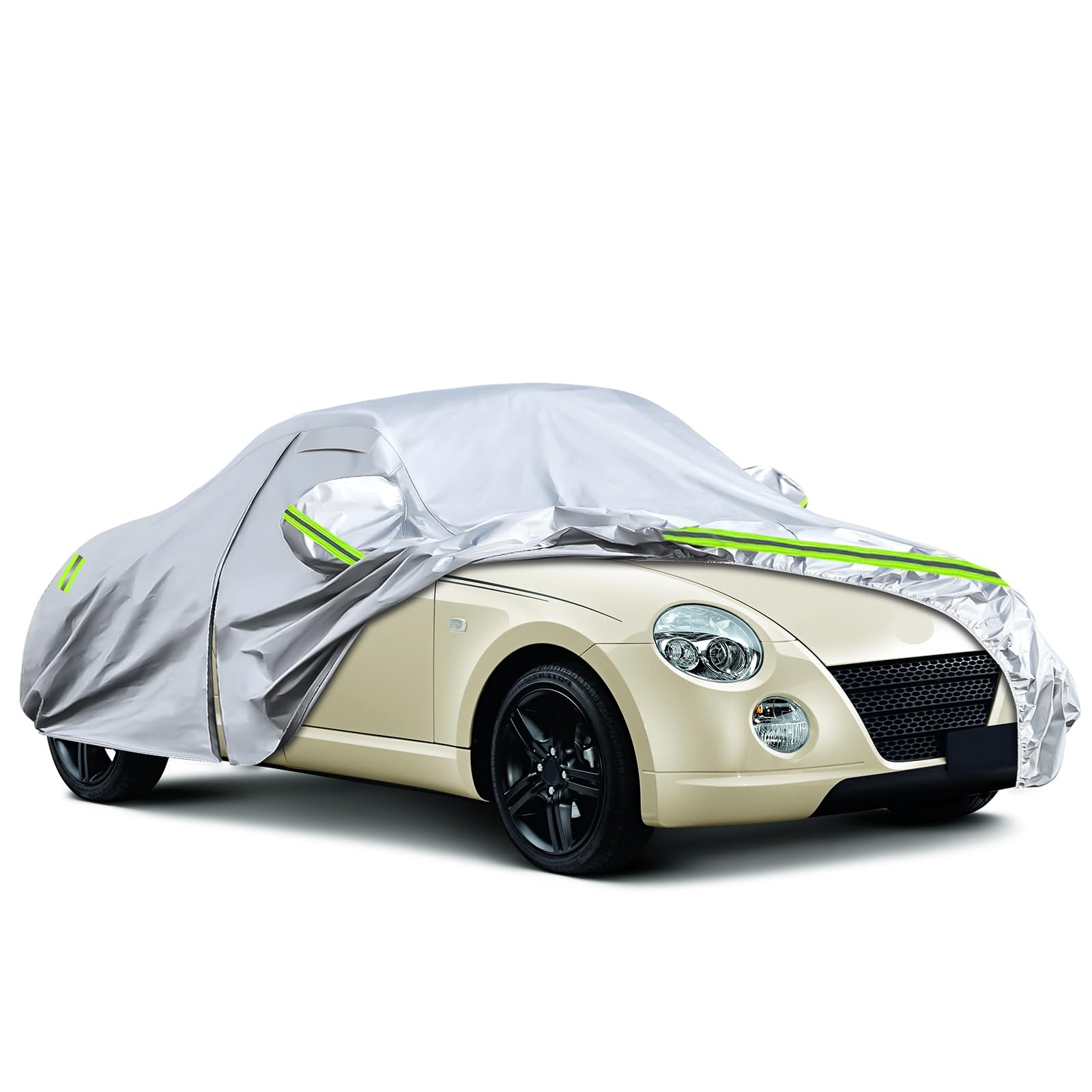 ダイハツ コペン専用 車カバー 【厚手・防水・UVカット】 2002-2014年型対応 全天候 耐熱防塵 雨/雪/黄砂対策 車庫・屋外兼用 シルバー シルバー ダイハツ コペン L880K型（2002年～2014年）
