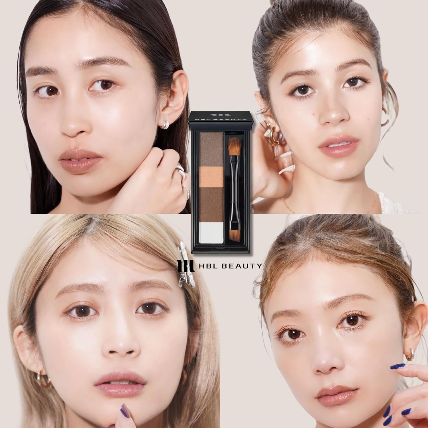 Пудра для бровей HBL BEAUTY 4D 3,3 г с кисточкой для бровей и ресниц 4 цвета Бежево-коричневый Натуральный пушистый полированный салон Профессиональный Спецификация Дамы и мужчины, фото 8
