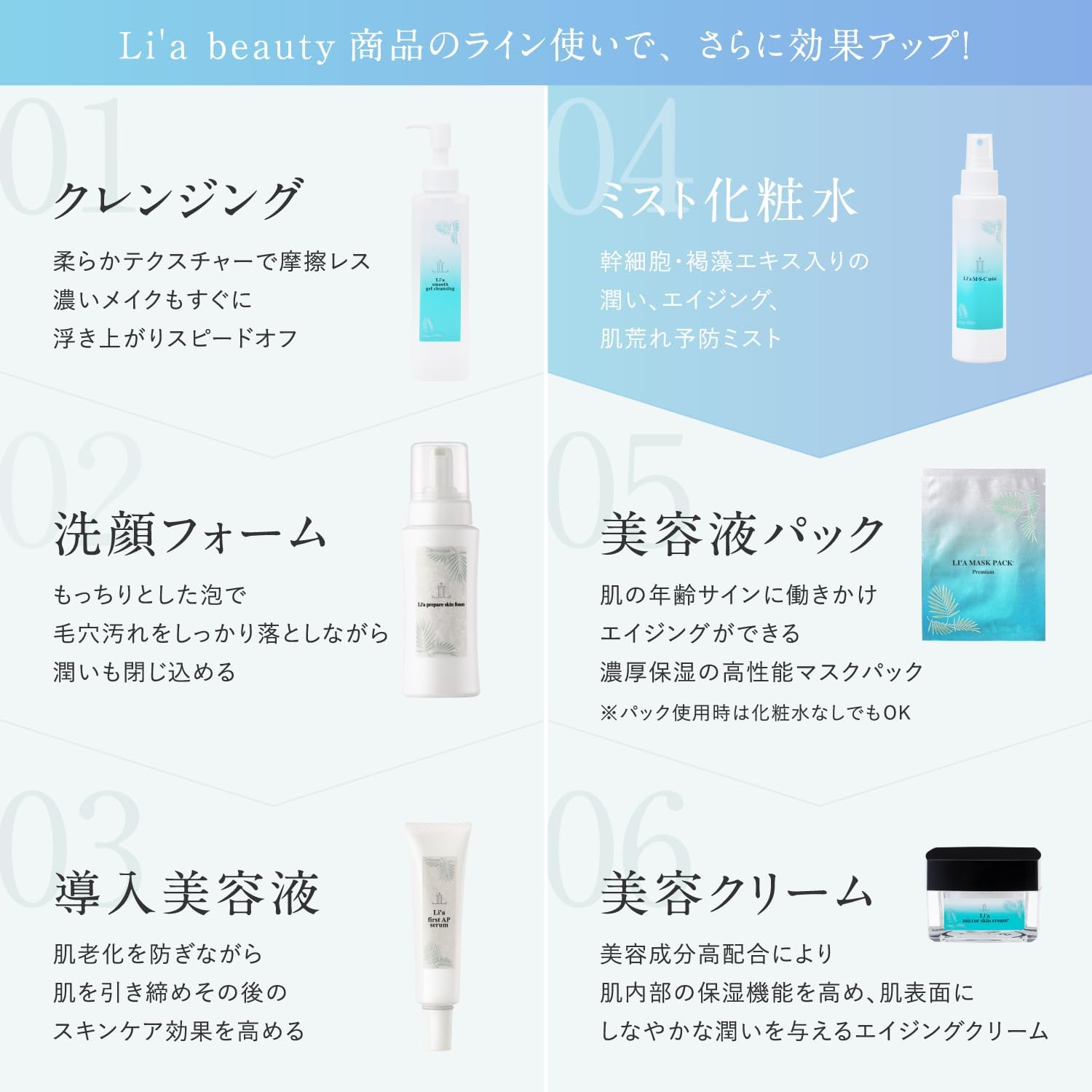 Описание Интенсивно увлажняющий лосьон Li’a beauty M, S, C Mist предназначен для ухода за кожей. Средство помогает успокоить кожу и сгладить её неровности. Способствует профилактике акне, борьбе с сухостью и признаками старения. Преимущества - интенсивное увлажнение кожи - успокаивающее действие - сглаживание неровностей кожи - профилактика акне - борьба с сухостью - уход против признаков старения Комплектация - лосьон Li’a beauty M, S, C Mist, 120 мл, фото 7