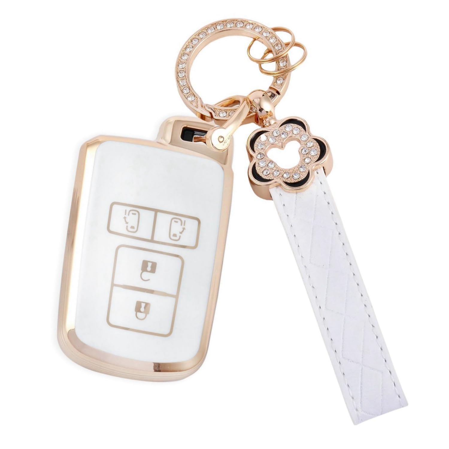 [Nacalikeey] Voxinoa 80 Series Key Case Compatible with Toyota Noah 80 Series Plum Flower Key Case VOXY 80 Series / Esquire H26.10 ~ / New Vellfire 30 Series Alphard 30 Series Cute Sakura Key Case (4 Buttons, White) Compatible Toyota D Car 4 Button