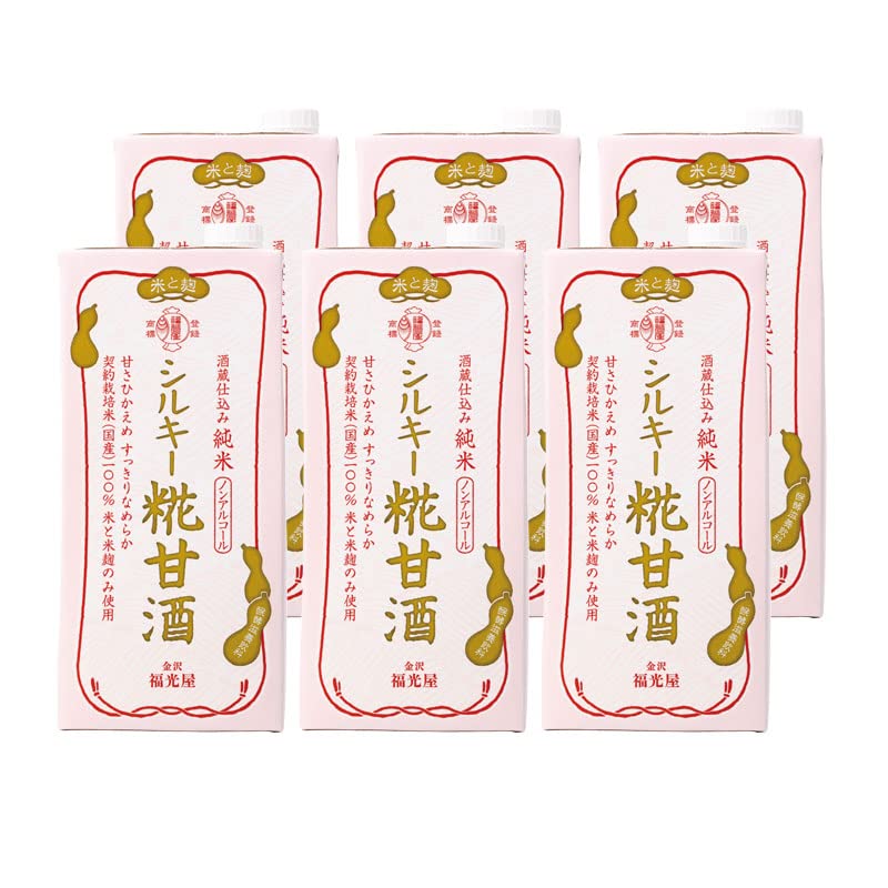 Fukumitsuya Shuzo Shikumi Junmai Silky Amazake (1000 mL 6 Bottles) Made with Rice and Rice Malt, Mildly Sweet 1リットル (x 6)