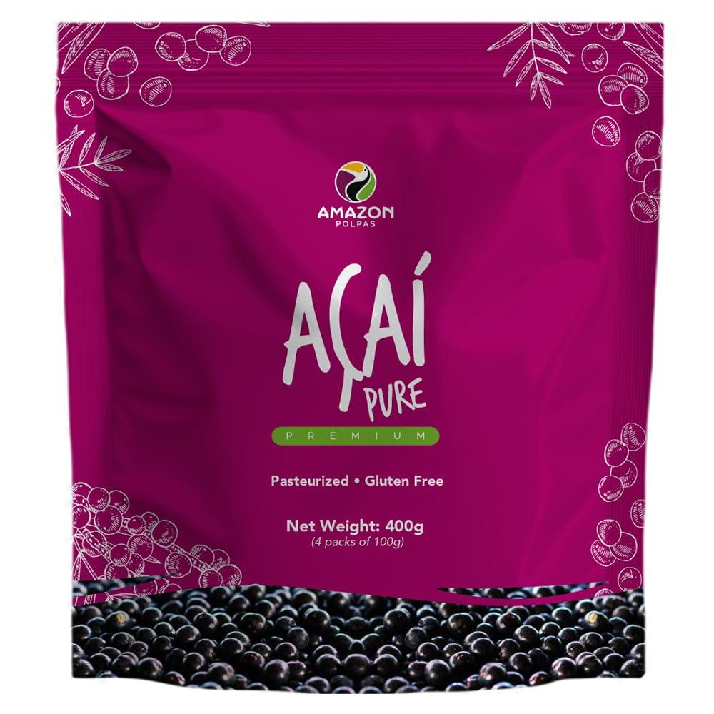 AMAZON POLPAS Premium Acai Frozen Puree (Plain), 14.1 oz (400 g) x 3 Packs, Super Thick, For Acai Bowls Plain 3個