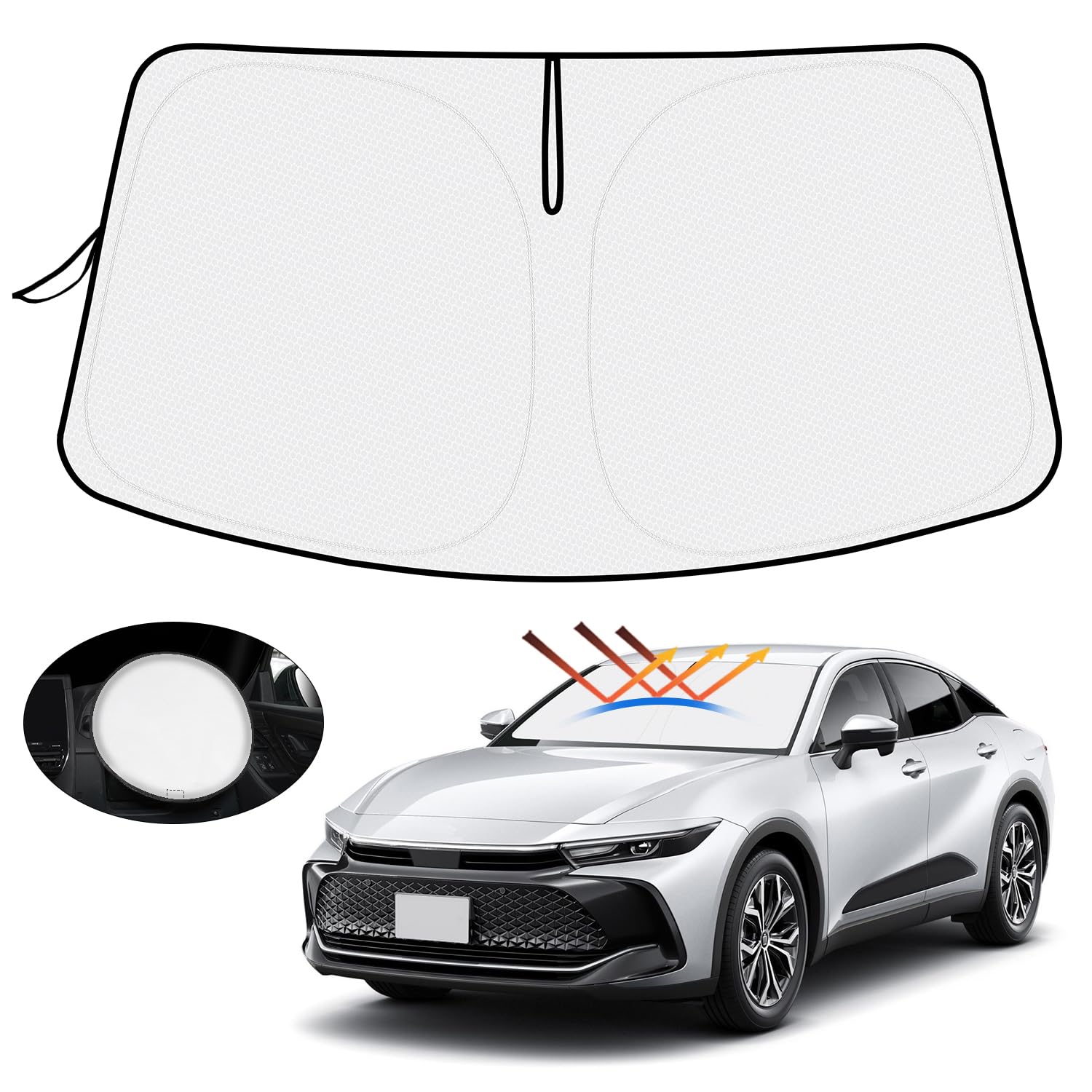 Mozan Crown Crossover 35 Series Front Sunshade 2023-Present with Steering Wheel Cover Honeycomb Design Toyota new Crown 35 Series
