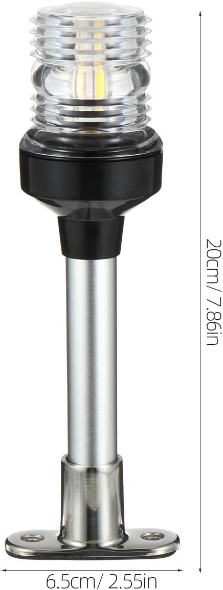 Dulcicasa 360-градусный светодиодный навигационный якорный фонарь для лодок IP66 Водонепроницаемый стационарный морской круговой фонарь, совместимый с судном, яхтой, рыболовецкой лодкой, скоростным катером, фото 2