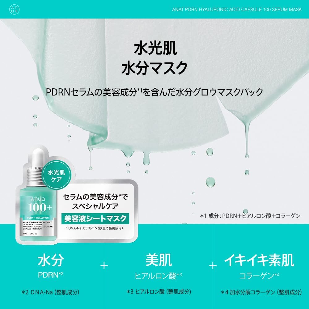 ANUA (Ануа) PDRN Hyaluronic Acid Capsule 100 Набор сывороточных масок (7 штук) Маска для лица Увлажнение Увлажняющая текстура кожи Сияние увлажненной кожи pdrn hyaluronic serum maskpack Уход за сухой кожей и комбинированной кожей PDRN Hyaluronic Acid (упаковка из 7 штук) 7шт, фото 4