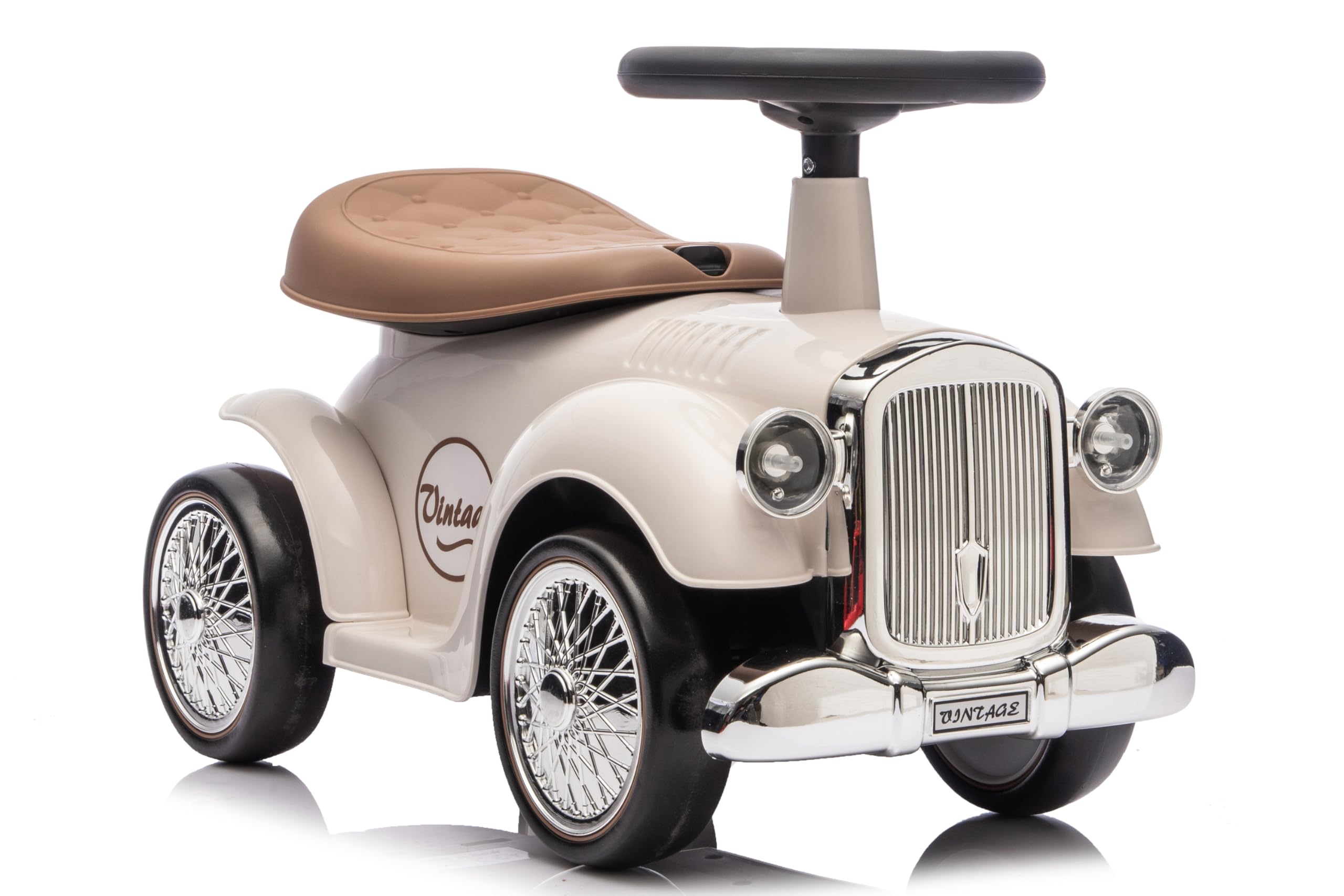 AIJYU TOYS Complete Car Shipping, Ride On Toy, Retro Car, Kids Car [665] (White)