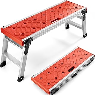 KINGRACK 洗車台 足場台 折りたたみ式 脚立 アルミ製 作業台 踏み台 耐荷重150KG ワンタッチロック 安全安定 滑り止め 軽量 室内用 ステップスツール 家庭用 キッチン リビング リフォーム用