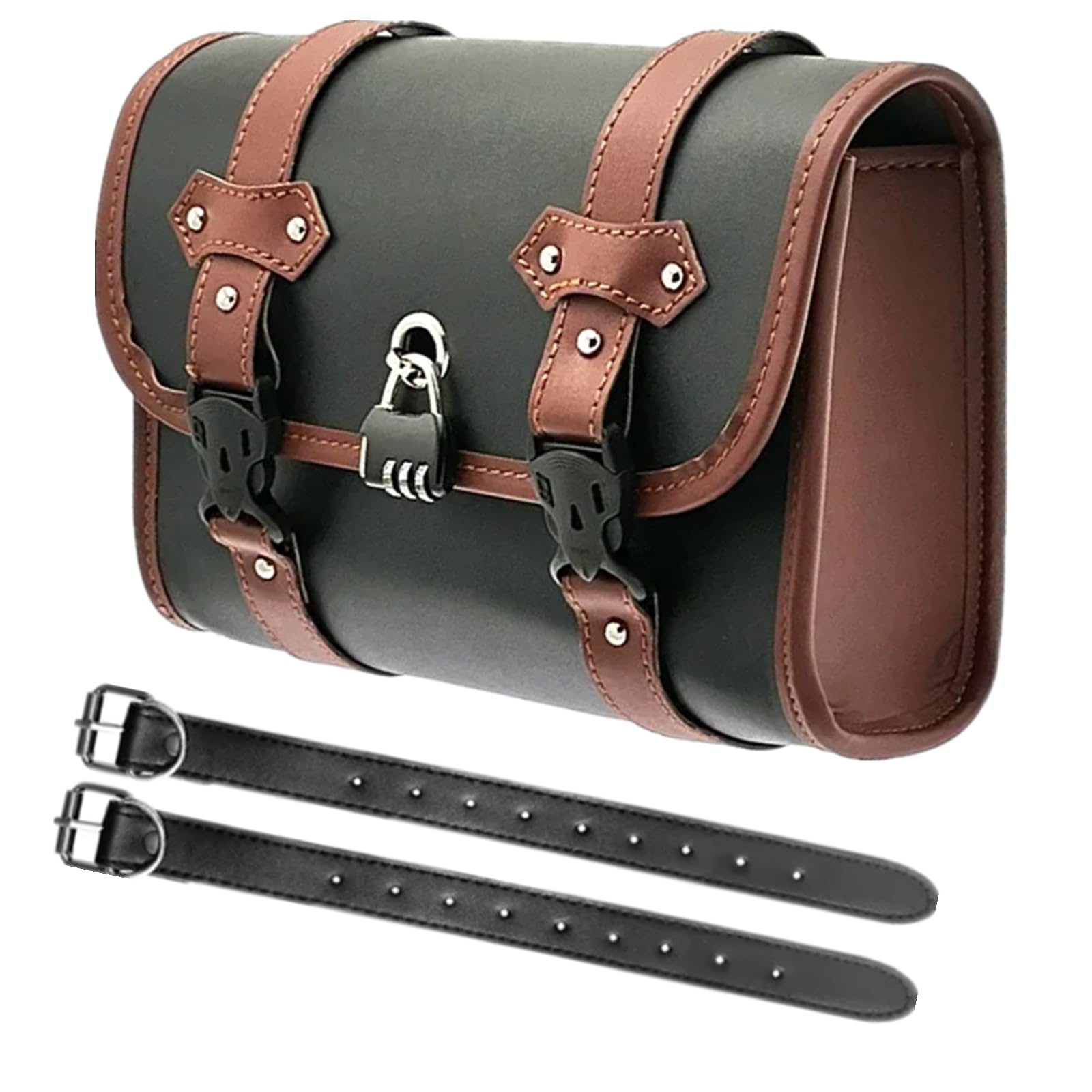 Samsung Cos Bike Mini Type with Studs, PU Leather, Storage Bag, Easy to Install, Tool Accessories, For Motorcycles, Universal Tool Bag, Waterproof (Brown, E) Brown E