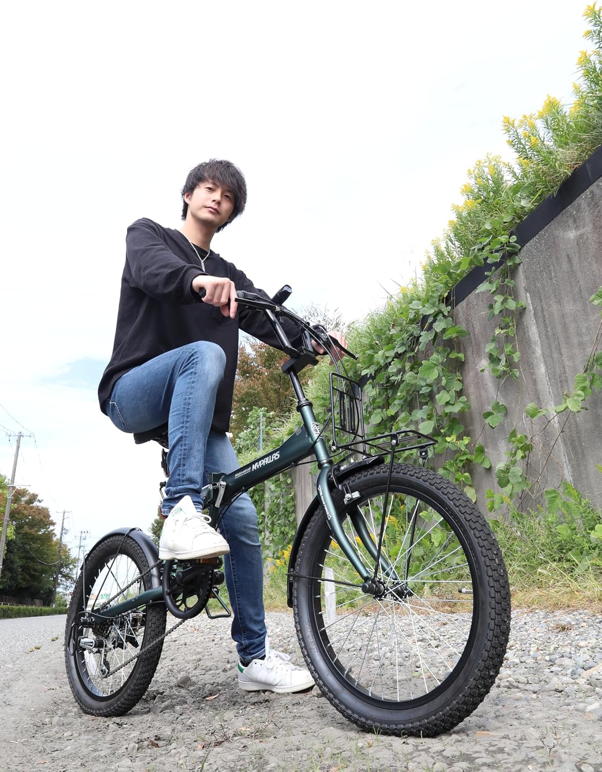 Складной полужирный велосипед MYPALLAS 20" Shimano с 6-ступенчатой задней подвеской, светодиодной подсветкой, проволочным замком, регулируемым углом наклона передней опоры, матово-черный складной велосипед MF208 NAUGHTIX / MF208SE без корзины, фото 7