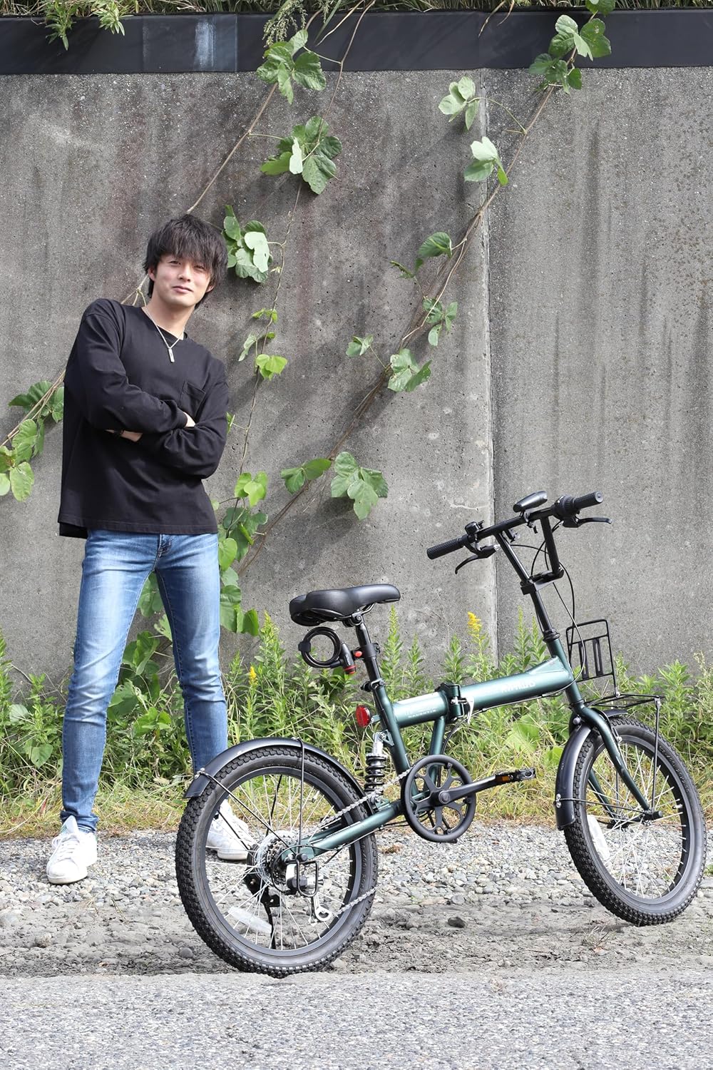 Складной полужирный велосипед MYPALLAS 20" Shimano с 6-ступенчатой задней подвеской, светодиодной подсветкой, проволочным замком, регулируемым углом наклона передней опоры, матово-черный складной велосипед MF208 NAUGHTIX / MF208SE без корзины, фото 8