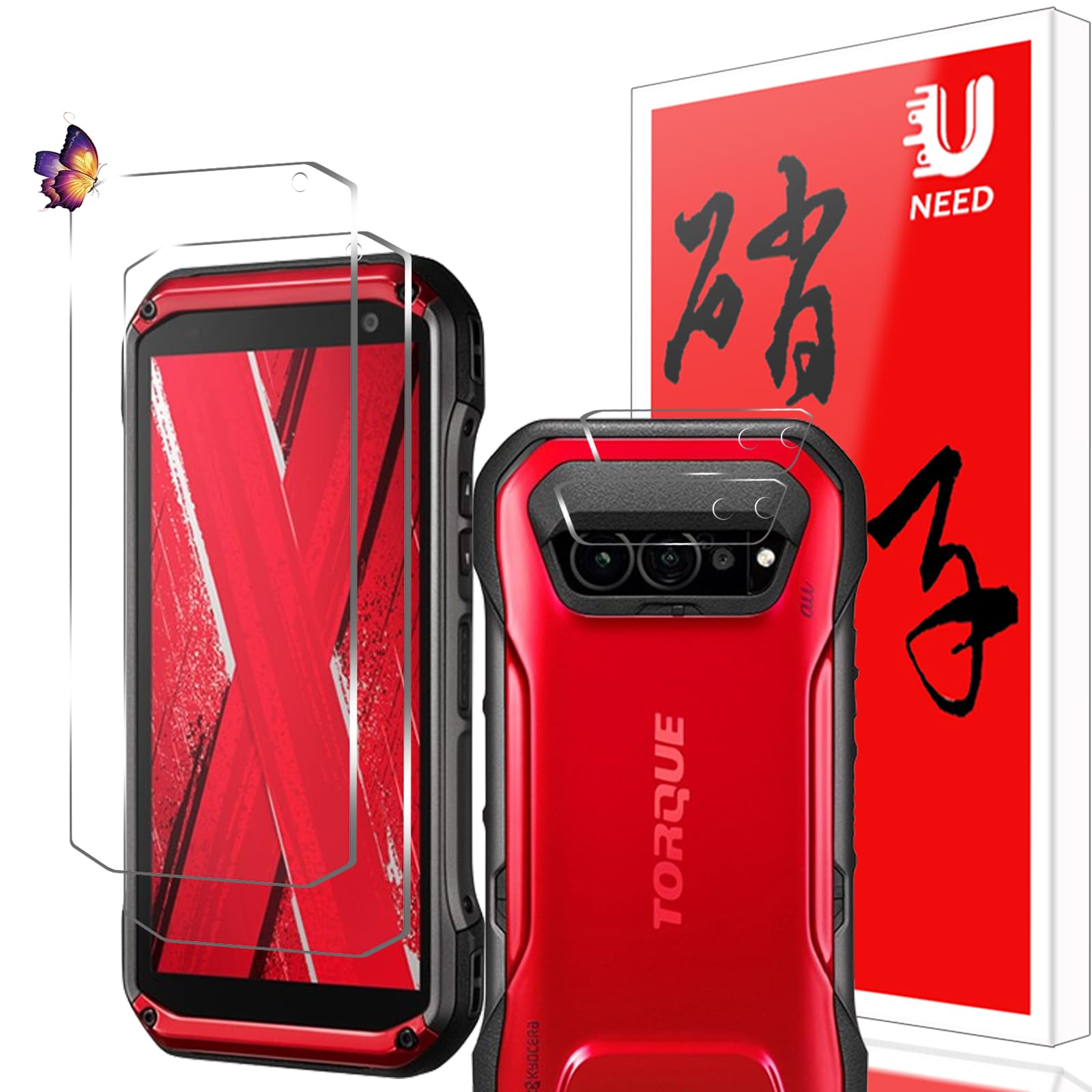 TORQUE G07 Protective Film (2 pcs) + Camera Film (2 pcs) TORQUE G07 Film One-Touch Application / Zero Bubble KYG06 Glass Film Case / No Interference / 9H Hardness / Shatterproof TORQUE G07 用の