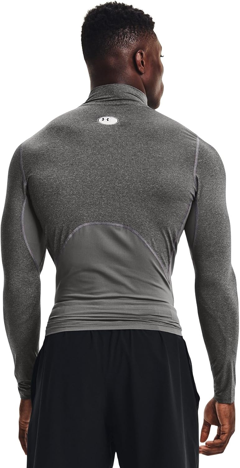 Базовый слой Under Armour UA Heat Gear Armor Компрессионная рубашка-макет с длинным рукавом мужская 2XL Carbon Heather / черный (модель 2022), фото 2