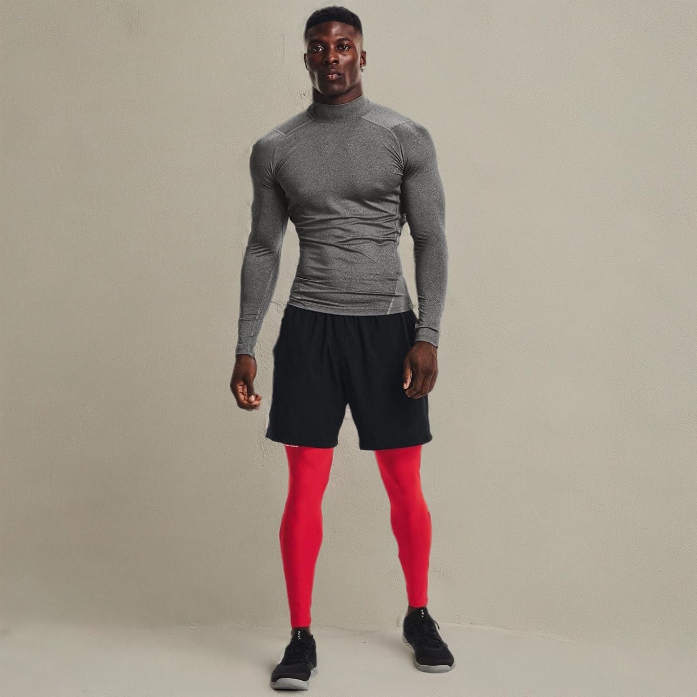 Базовый слой Under Armour UA Heat Gear Armor Компрессионная рубашка-макет с длинным рукавом мужская 2XL Carbon Heather / черный (модель 2022), фото 8