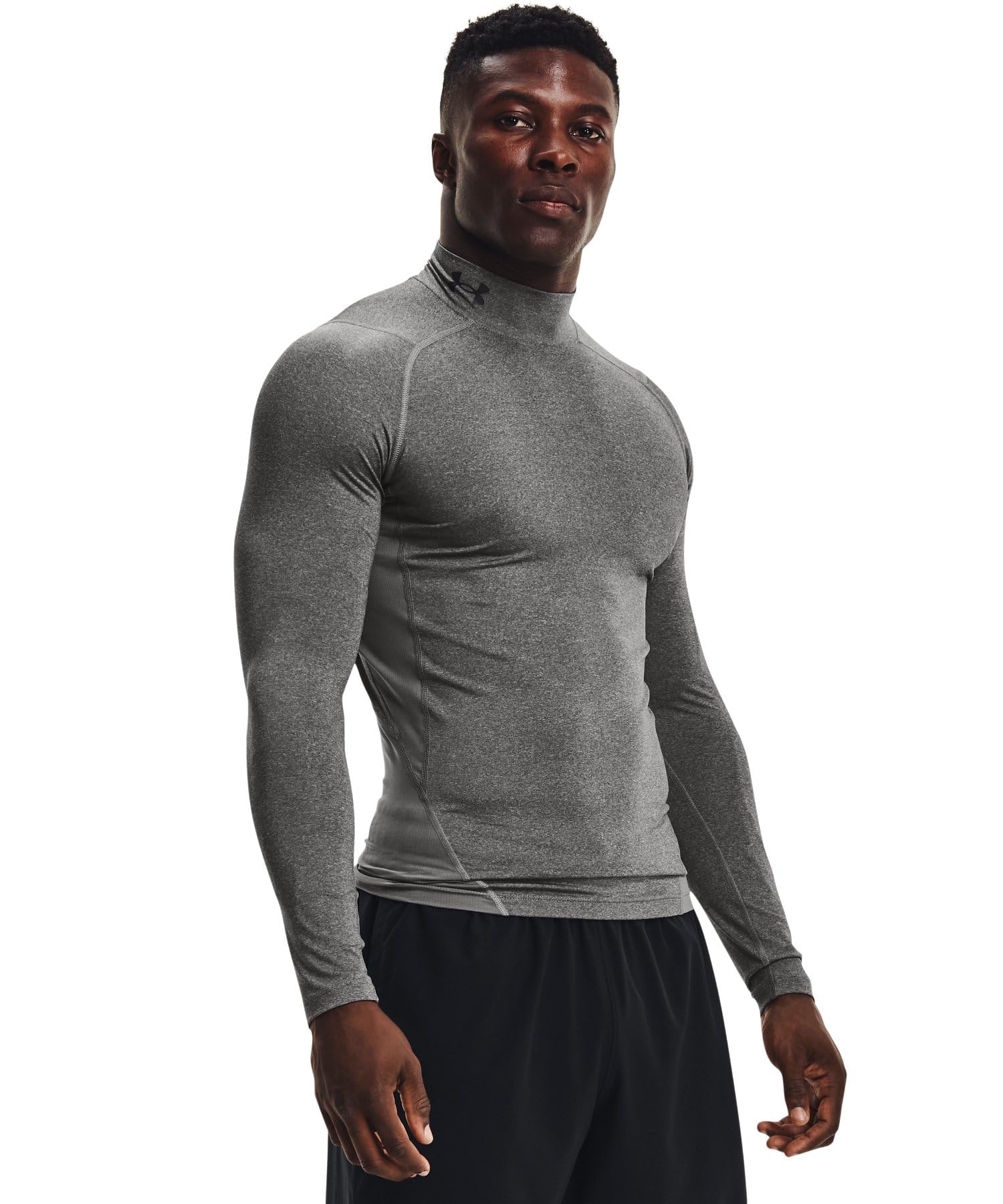 Under Armour ベースレイヤーUAヒートギアアーマー コンプレッション ロングスリーブ モック シャツメンズ 2XL Carbon Heather / Black(2022モデル)