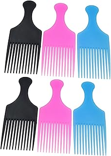 FRCOLOR 6個ヘアスリング用コーム 耐久性のある理髪店用品 滑らかな歯加工でヘアサロンやバーバーショップに適したデザイン 黒 ピンク 青