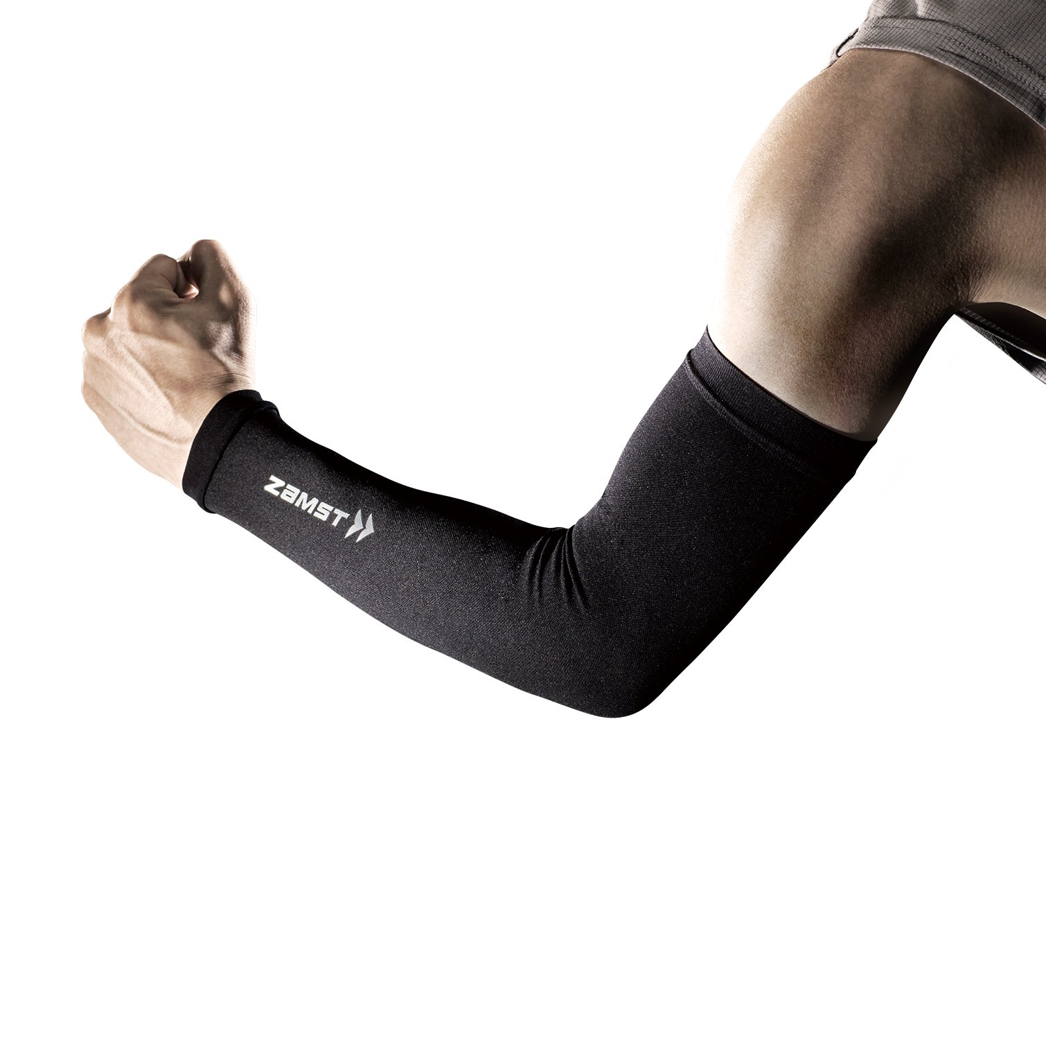 ZAMST Arm Cover Arm Sleeves to Reduce Arm Fatigue, Moderate Compression and Support, Breathable, Quick-Drying, Anti-Slip, Sunburn, UV Protection, Supporter, Arm Warmer, Precione Volleyball, Basketball, Tennis, Golf, Running, Sports Regular Model Black Medium