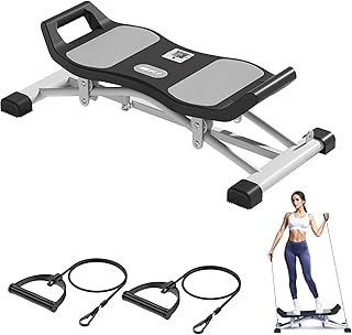 Esluve ステッパー スキーマシン レッグスライド 静音 運動器具 筋トレ 足踏み健康器具 有酸素運動 体幹 ひねり くびれ ウエスト ダイエット 骨盤底筋 トレーニング ステップ台 屋内スキート 室内 家庭用 脂肪燃焼 エクササイズバンド付き